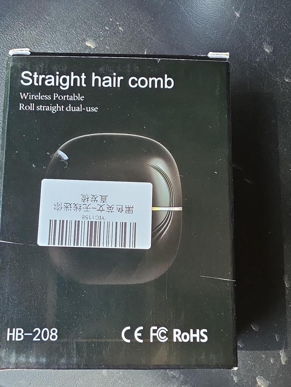 Straight Hair Comb HB-208 Wireless Portable - Black